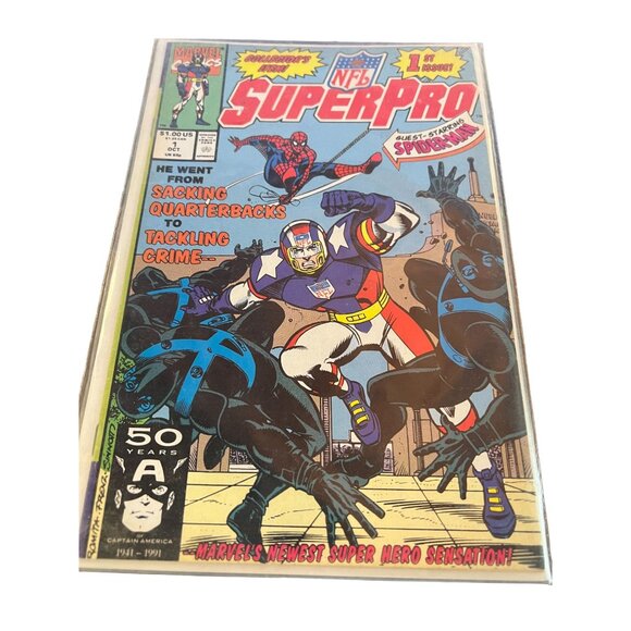 Marvel Comics Other - Marvel Comics NFL SuperPro Comic Issue #1 With Spider-Man Appearance & Captain A